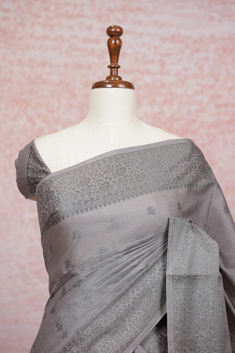 Ash Tussar Silk Saree - Seematti