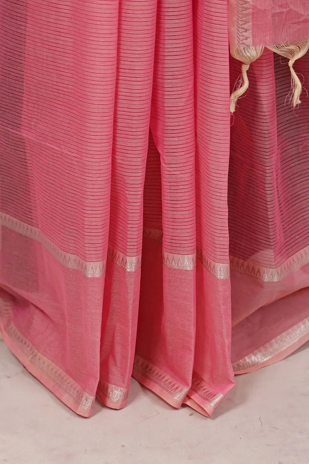Baby Pink Cotton Saree - Seematti