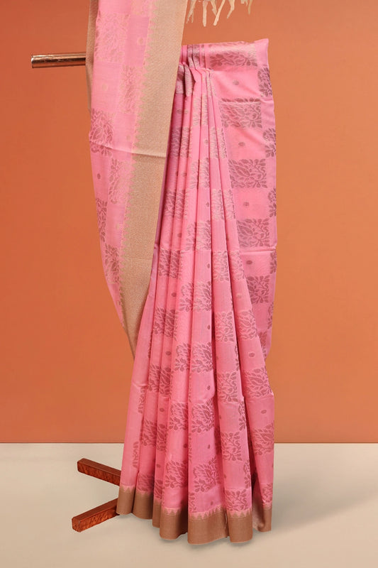 Baby Pink Cotton Silk Saree