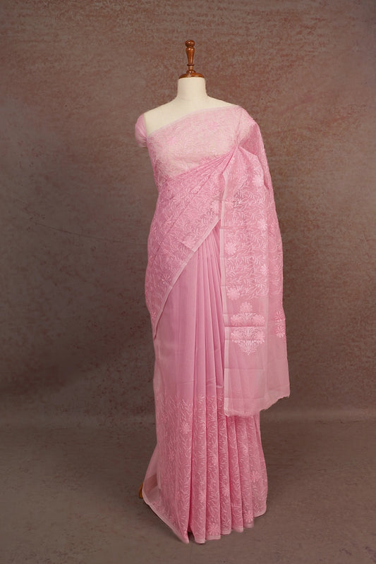 Baby Pink Net Kota Saree