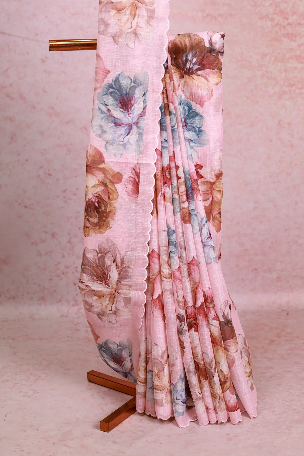 Baby Pink Semi Jute Saree