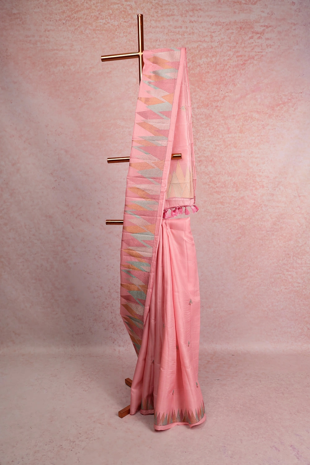 Baby Pink Semi Tussar Saree
