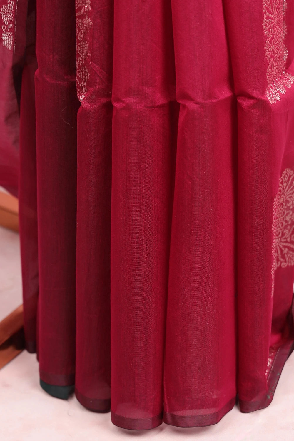 Beetroot Color Cotton Silk Saree