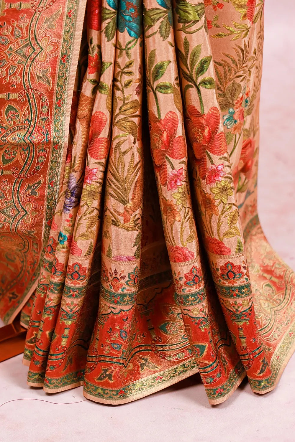 Beige Crepe Saree