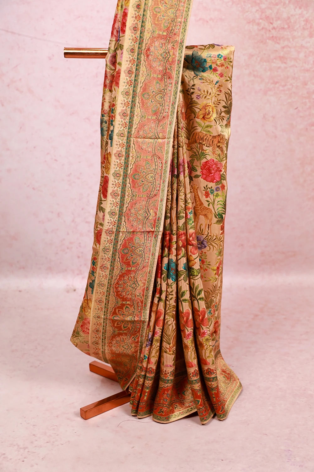 Beige Crepe Saree