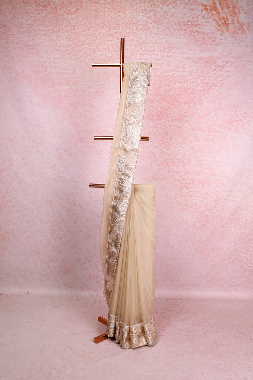 Beige Organza Saree