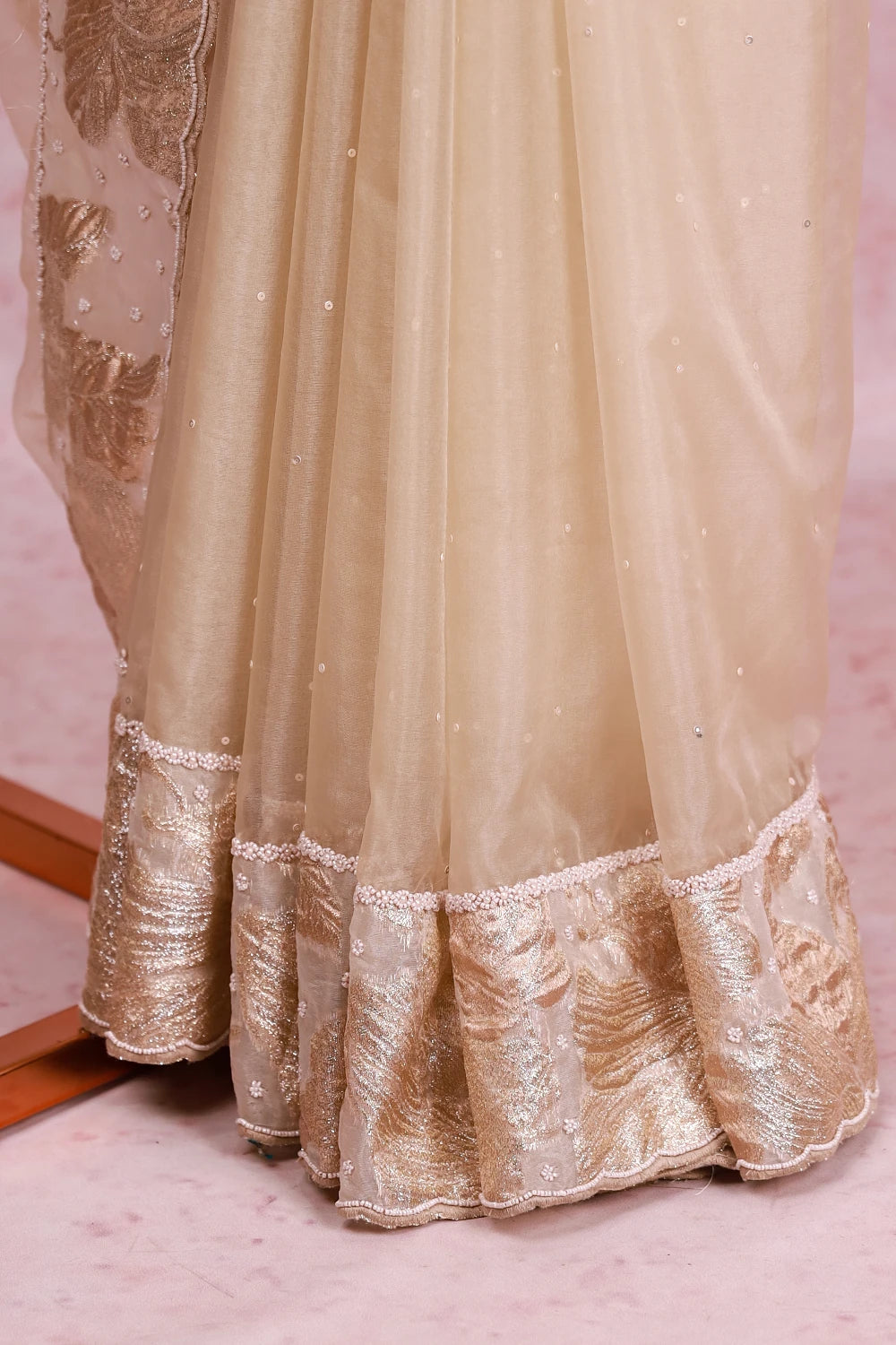 Beige Organza Saree