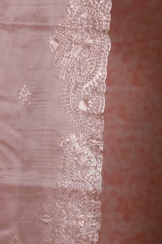 Beige Pink Glass Organza Saree