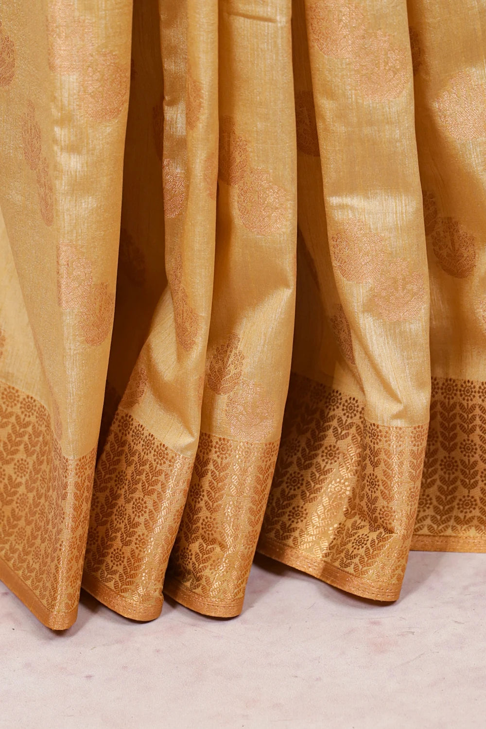 Beige Semi Banarasi Saree - Seematti