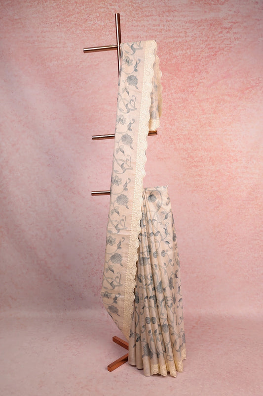Beige Semi Tussar Saree