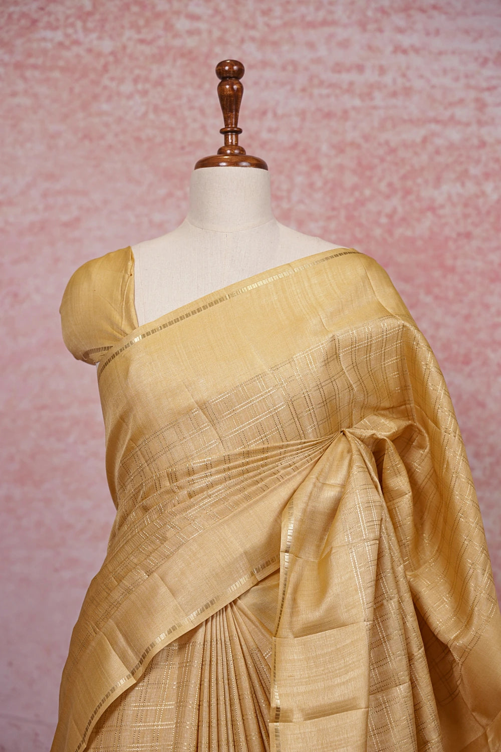 Beige Semi Tussar Saree - Seematti