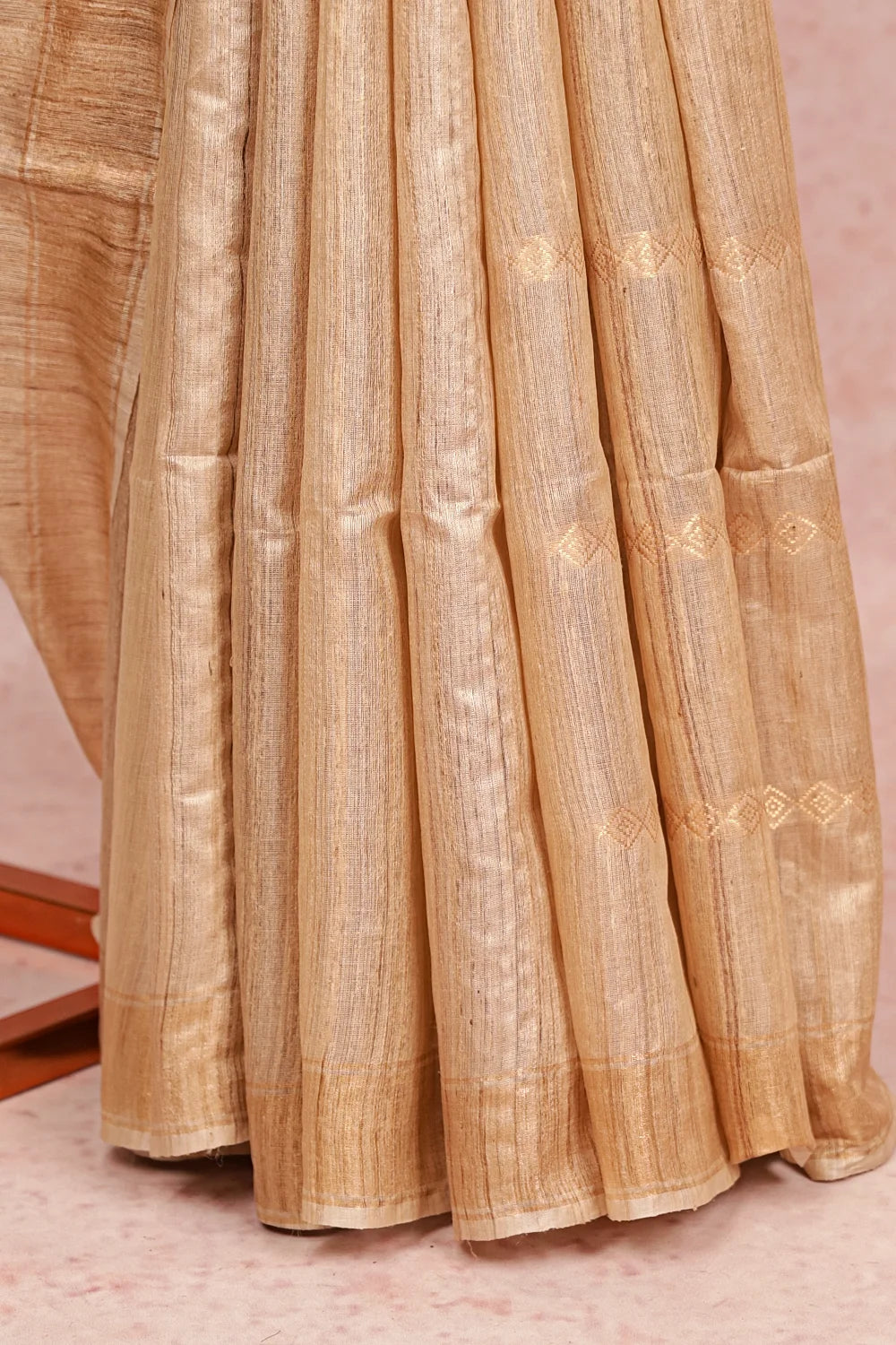 Beige Tussar Jute Saree