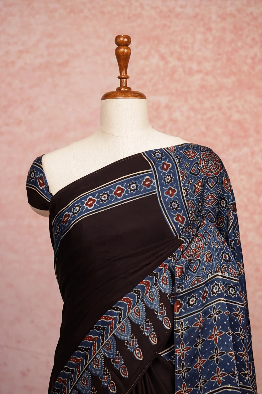 Black And Blue Modal Silk Saree