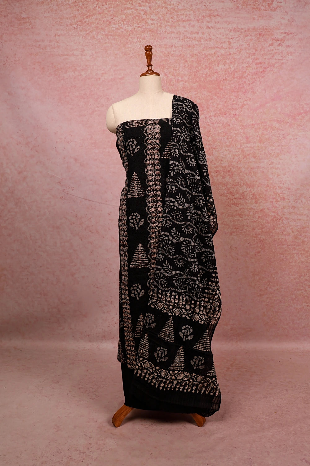 Black Hakoba Printed Unstitched Churidhar Material