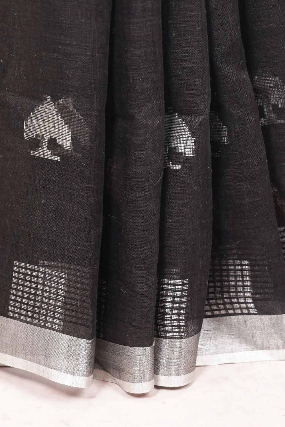 Black Linen Saree - Seematti