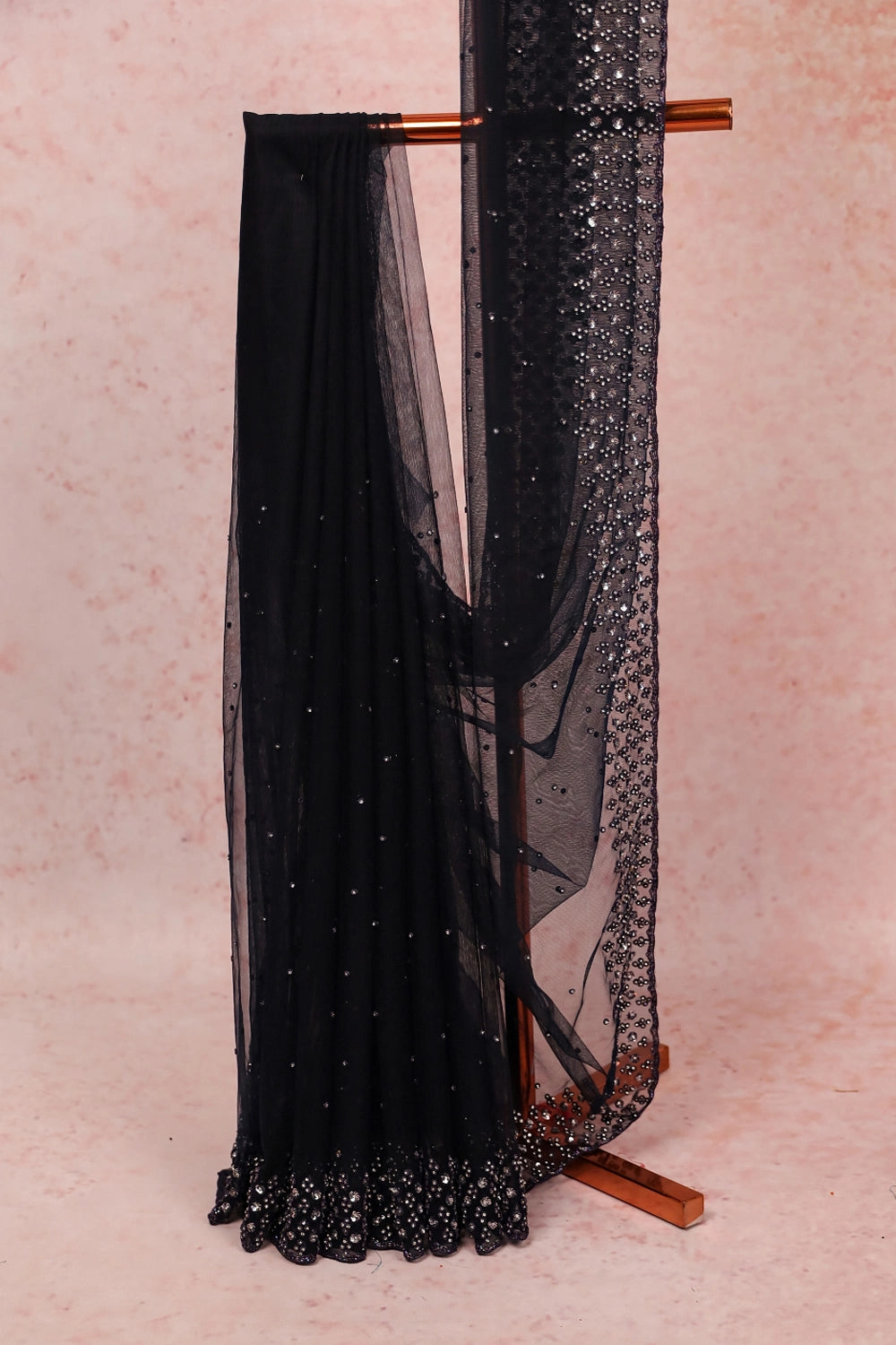 Black Net Saree