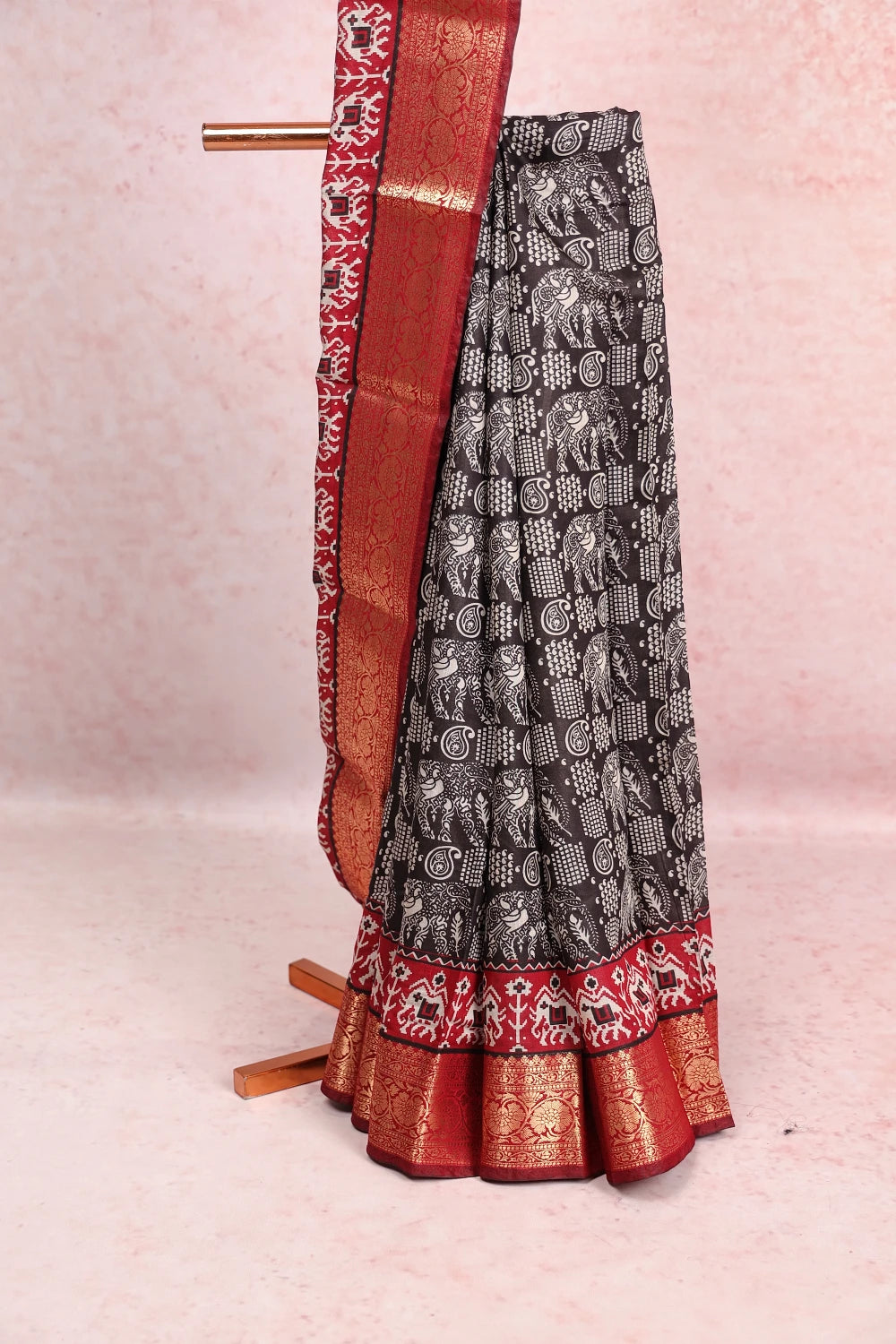 Black Semi Chanderi Saree
