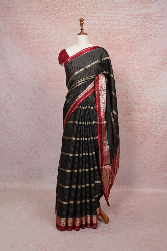 Black Semi Silk Saree - Seematti
