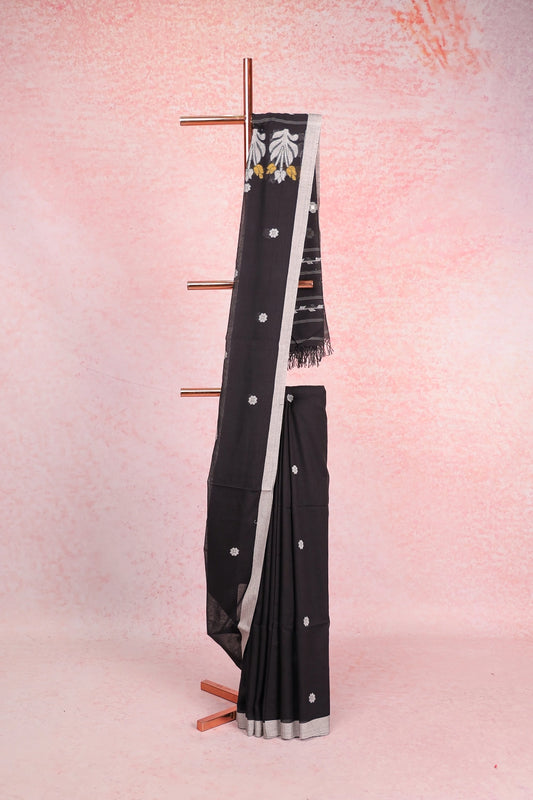 Black Soft Cotton Saree