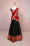 Black With Maroon Semi Silk Dhavani Set - Seematti