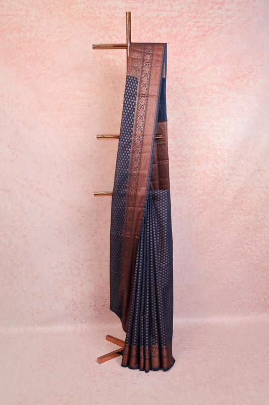 Blue Chanderi Banarasi Saree