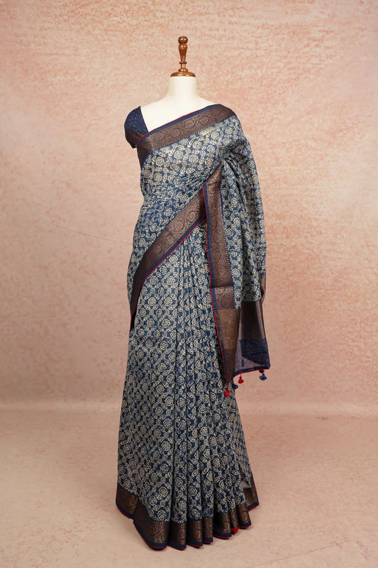 Blue Chanderi Saree