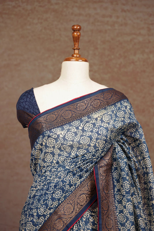 Blue Chanderi Saree
