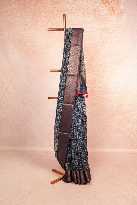 Blue Chanderi Silk Saree