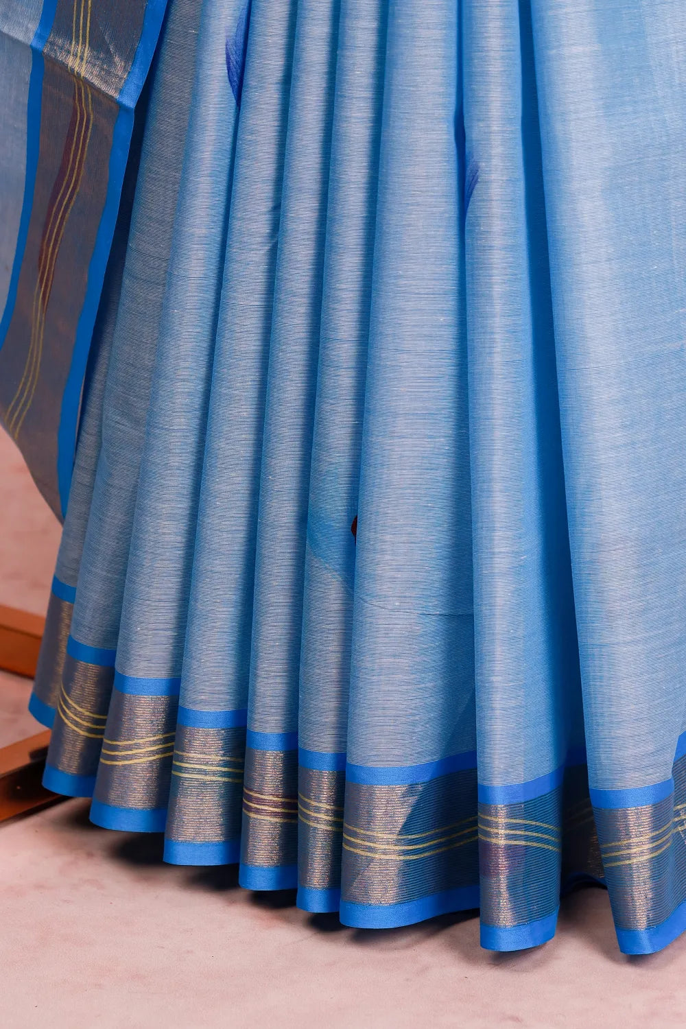 Blue Cotton Kerala Saree