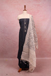 Blue Cotton Lines Unstitched Churidhar Material