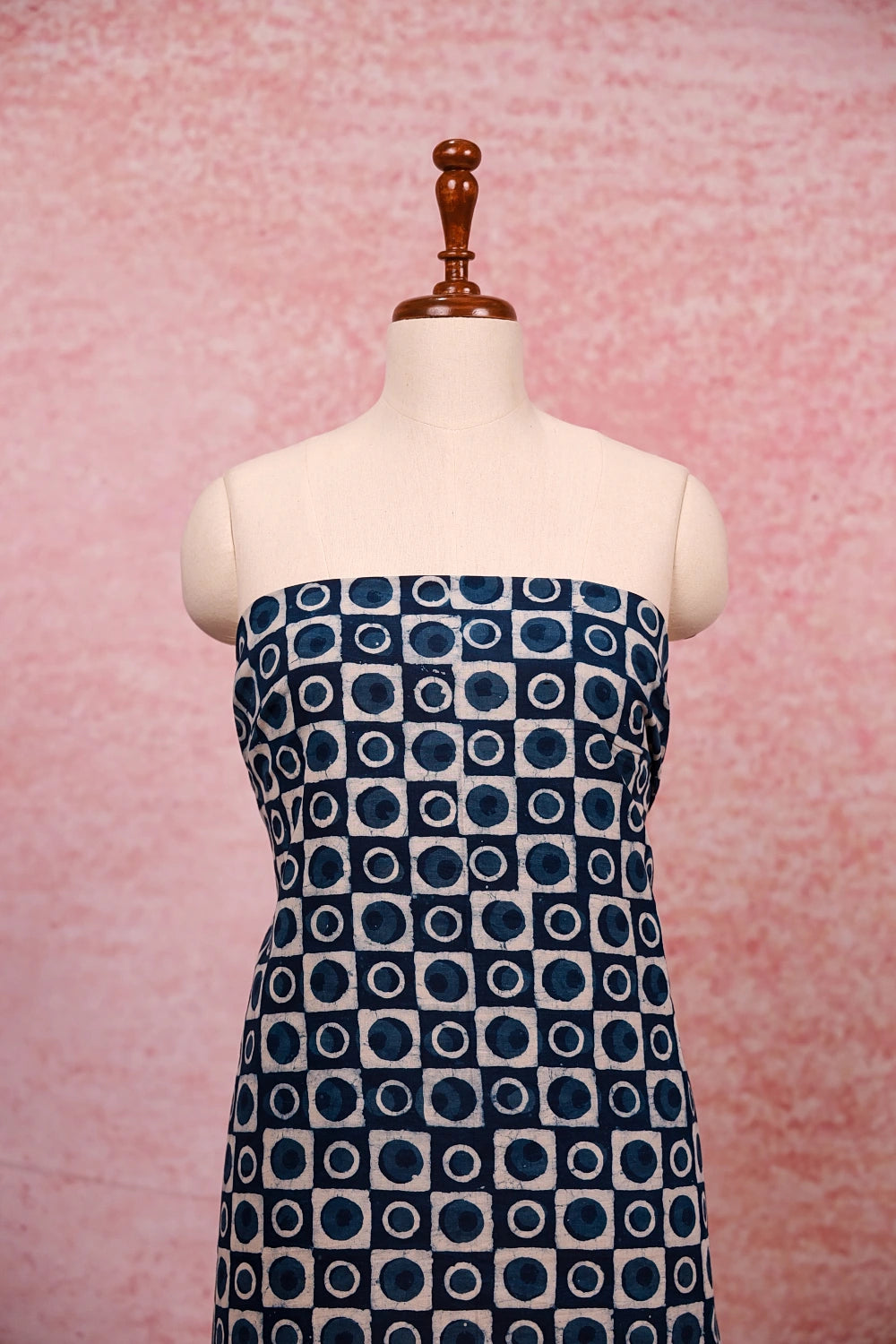 Blue Cotton Print Unstitched Churidhar Material