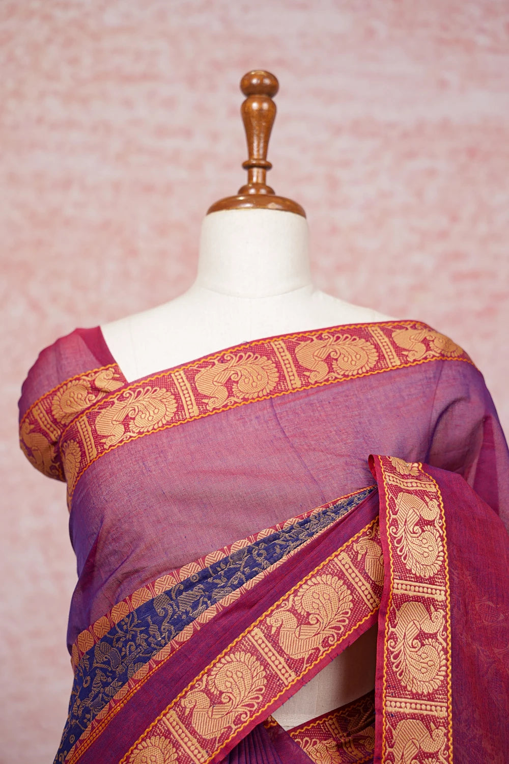 Blue Cotton Saree - Seematti