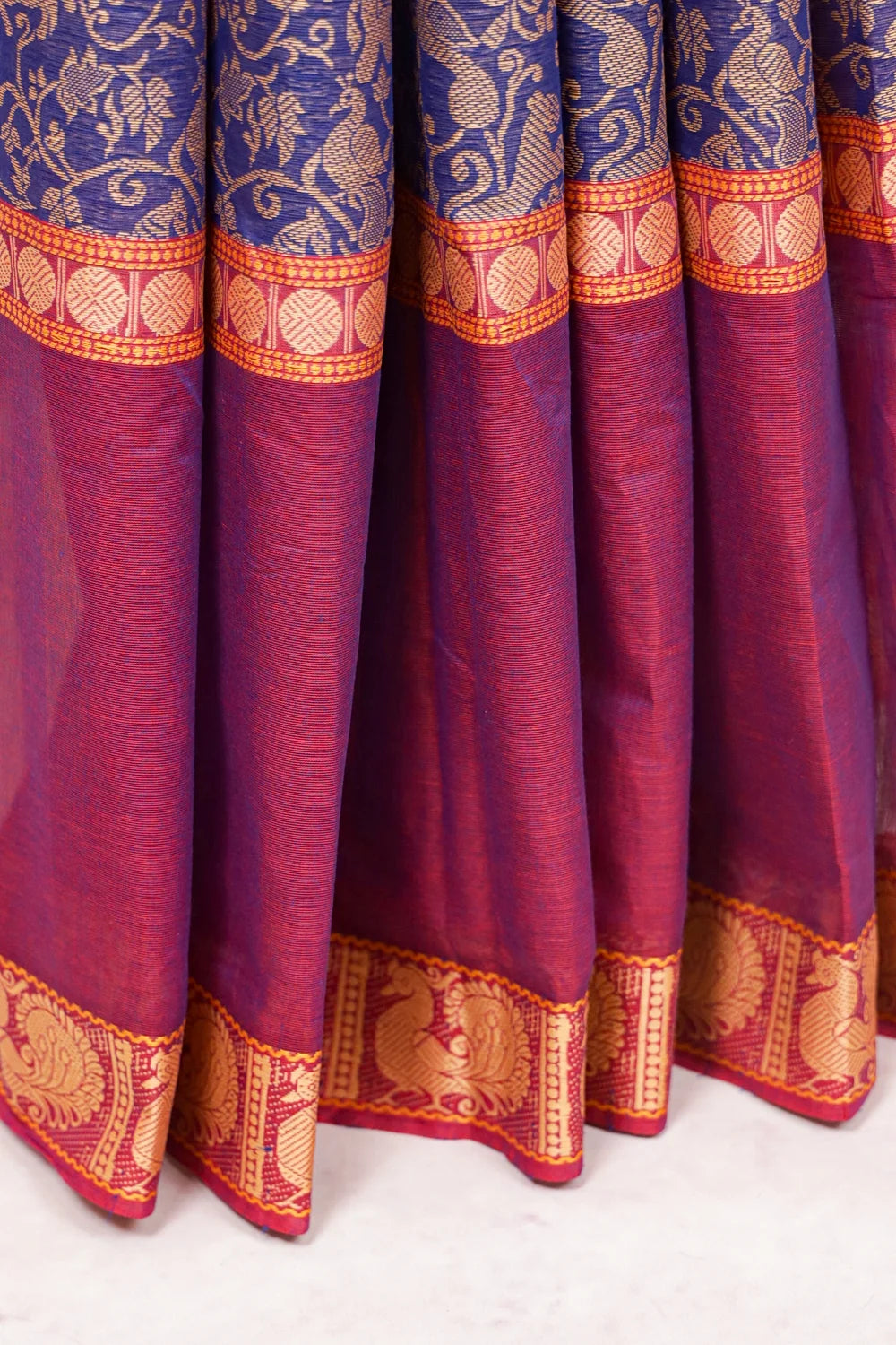 Blue Cotton Saree - Seematti