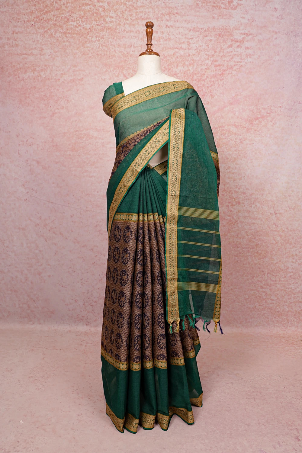 Blue Cotton Saree - Seematti
