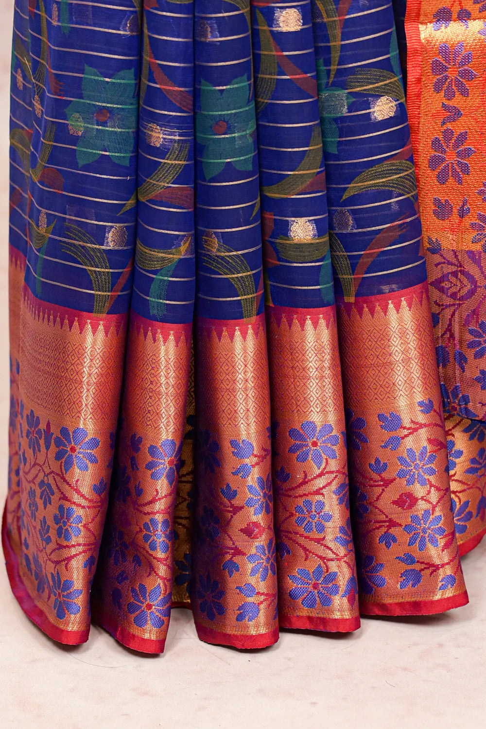 Blue Cotton Silk Saree