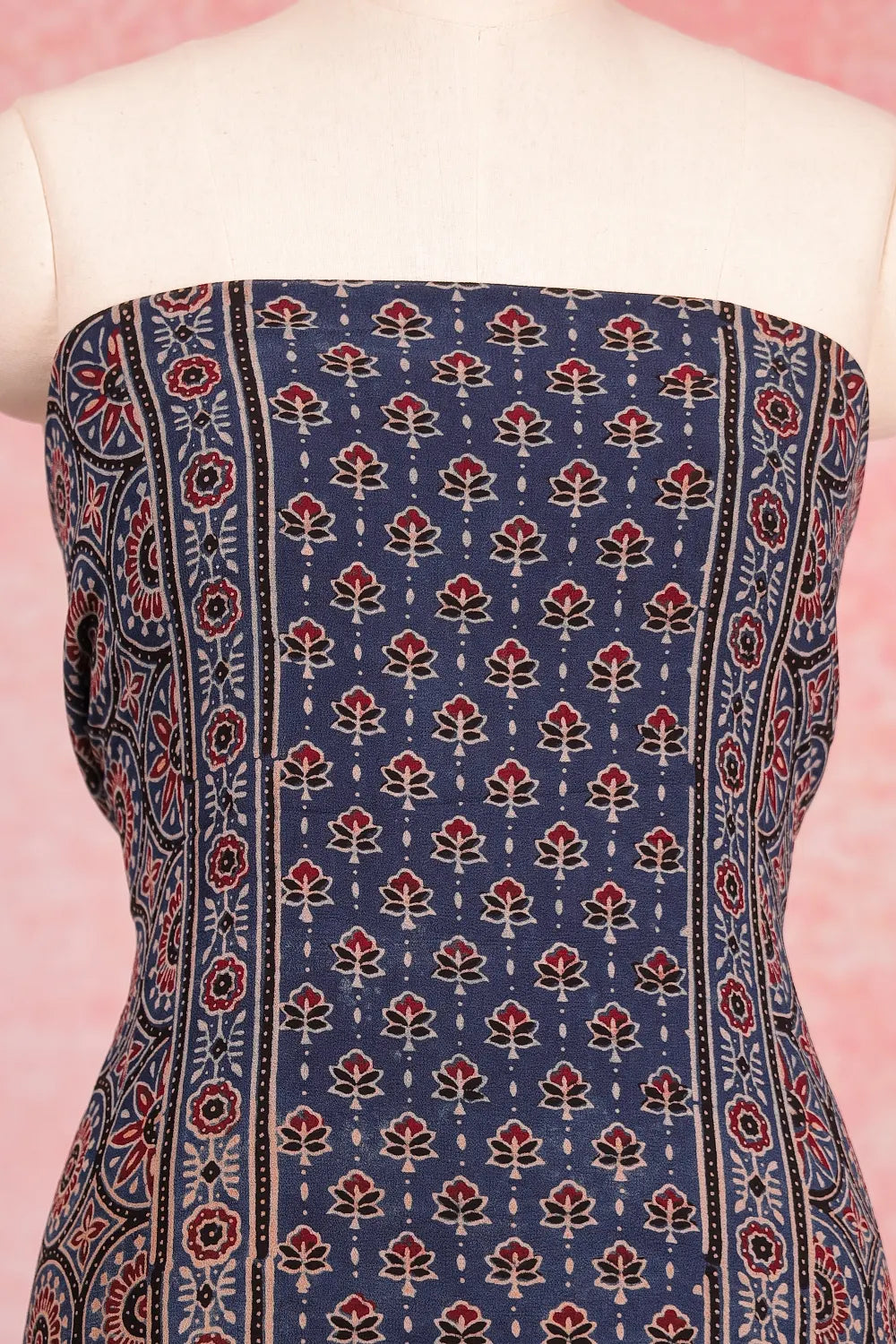 Blue Georgette Ajrakh Unstitched Churidhar Material