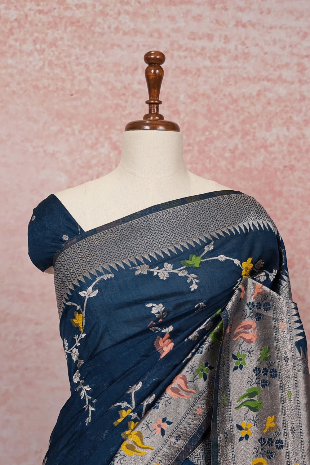 Blue Semi Banarasi Saree - Seematti