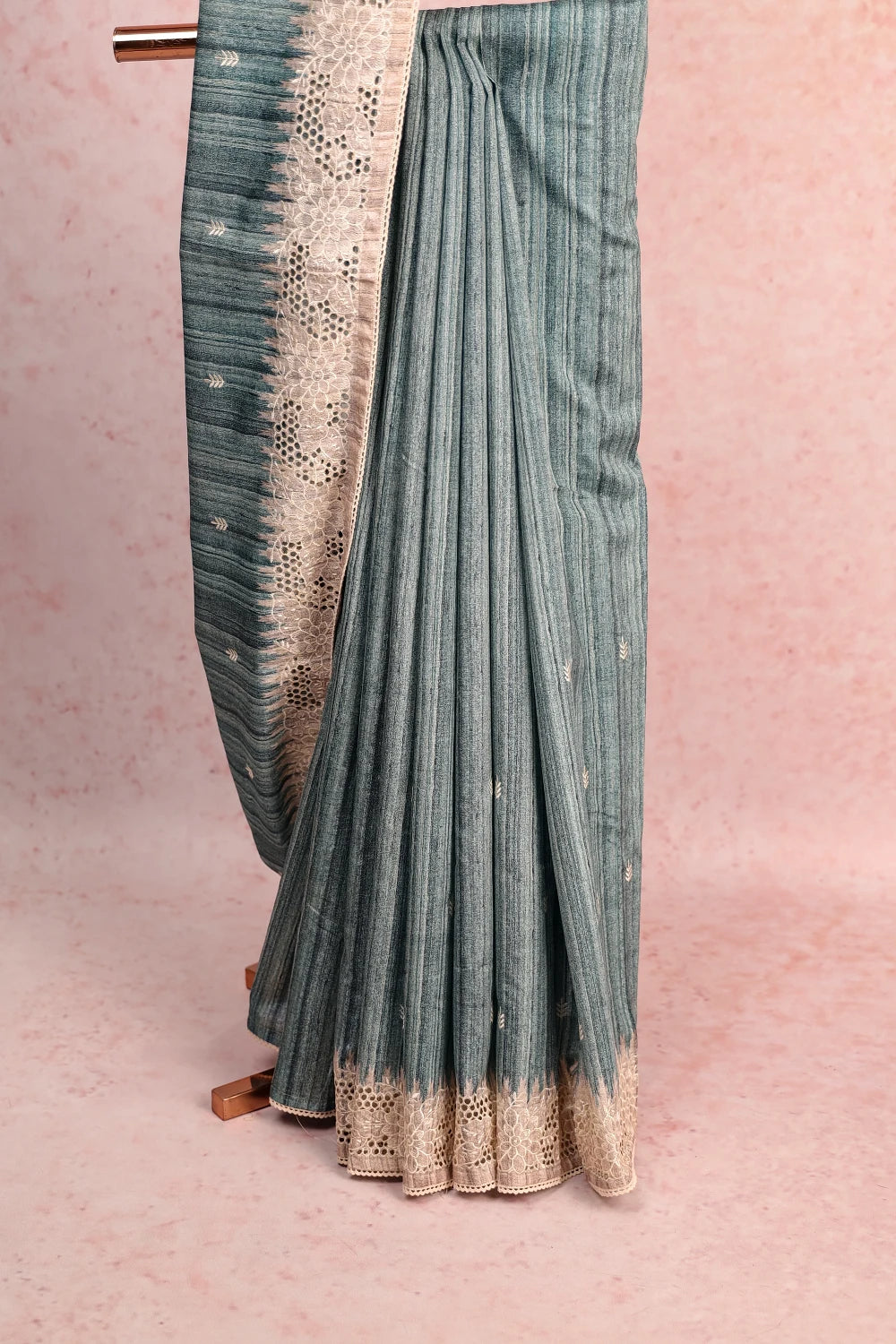 Blue Semi Jute Saree
