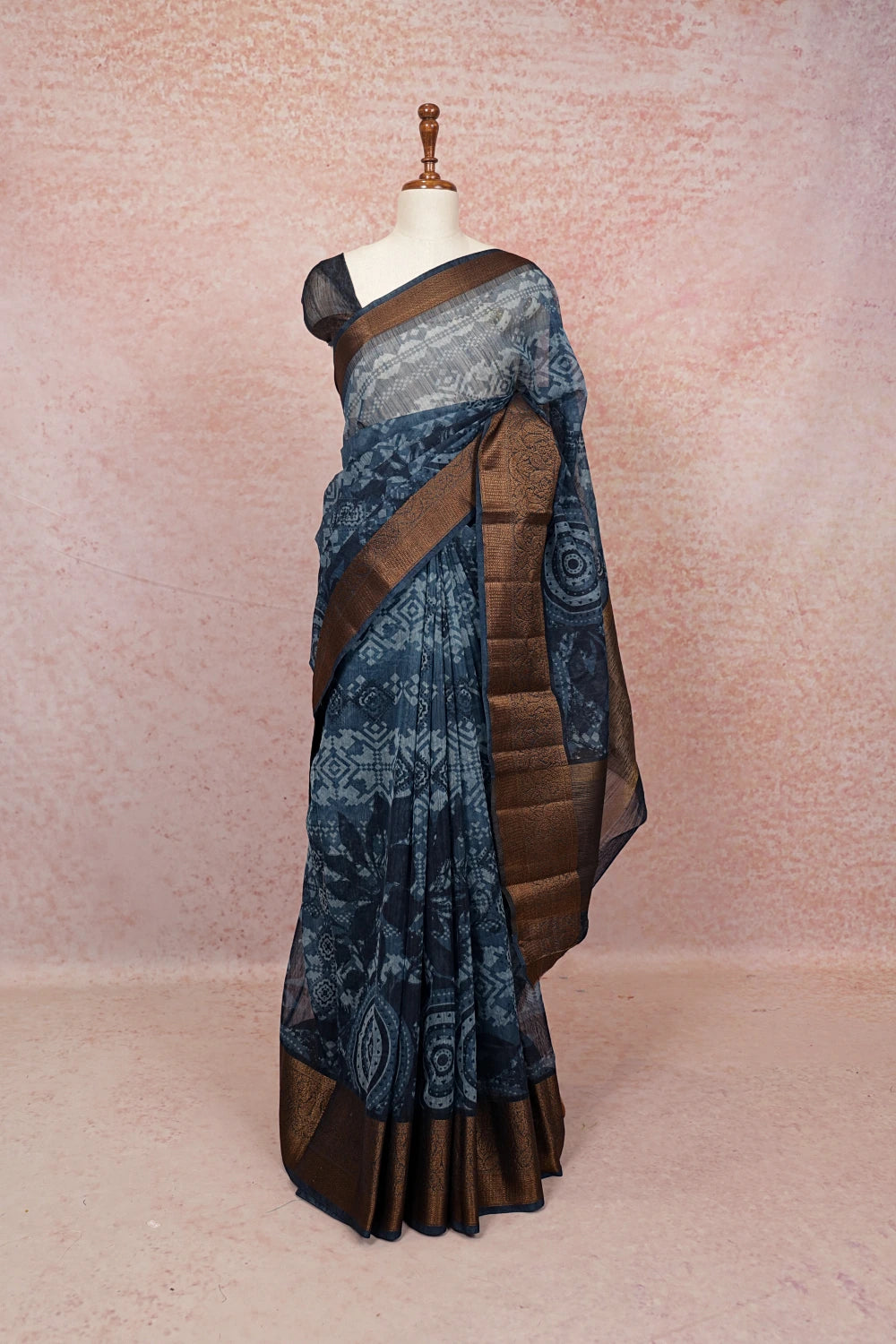 Blue Semi Tussar Saree - Seematti