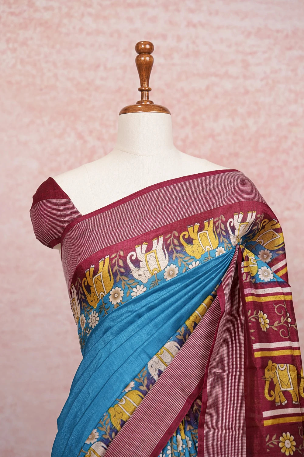 Blue Semi Tussar Saree - Seematti