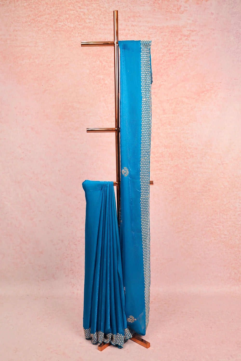 Blue Velvet Organza Saree