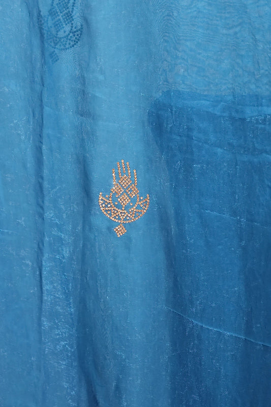 Blue Velvet Organza Saree