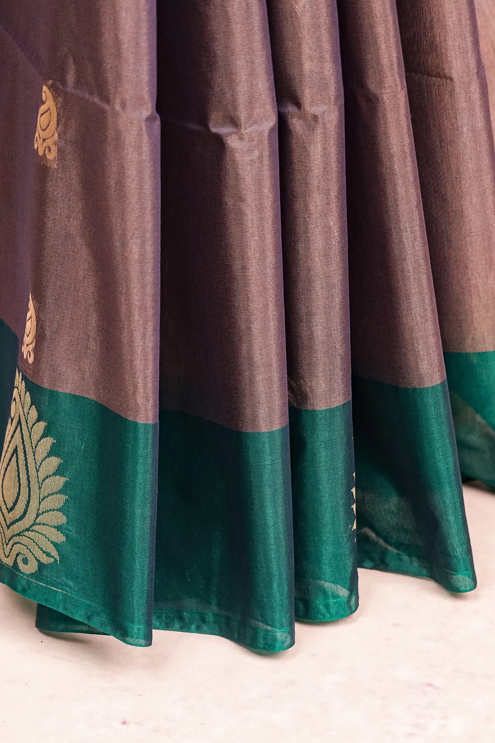 Bluish Grey Cotton Silk Saree