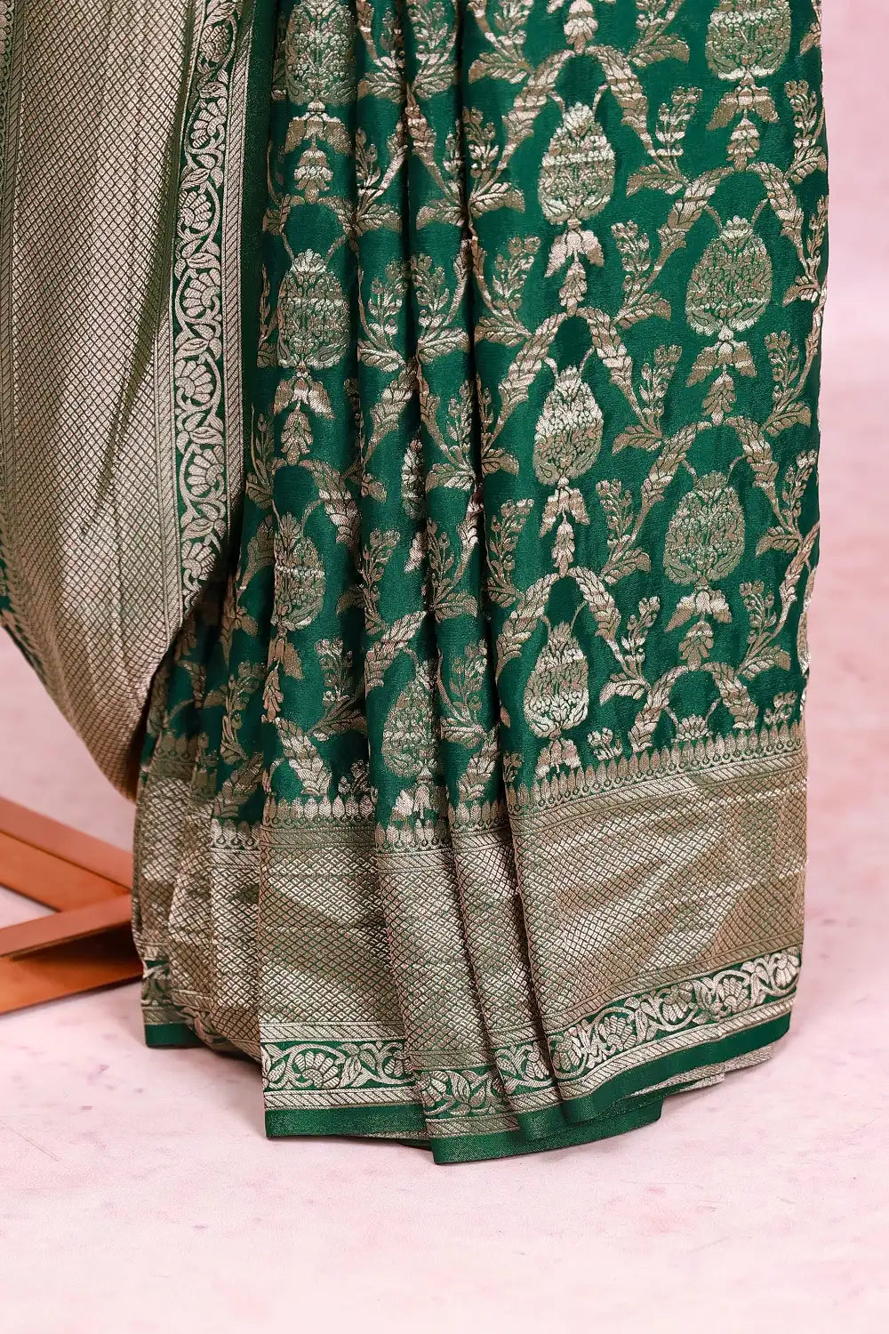 Bottle Green Banarasi Georgette Saree