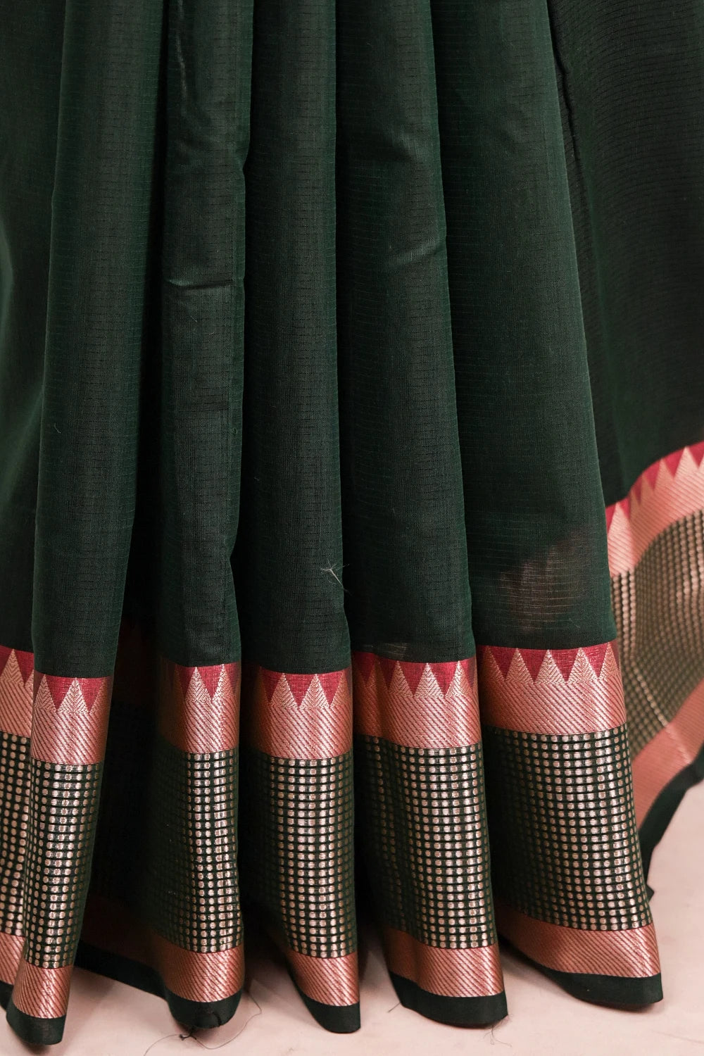 Bottle Green Cotton Silk Saree