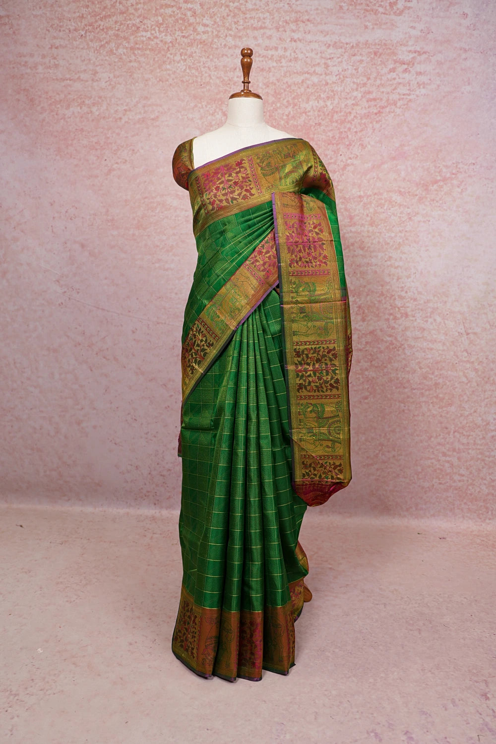 Bottle Green Kancheepuram Silk Saree - Seematti
