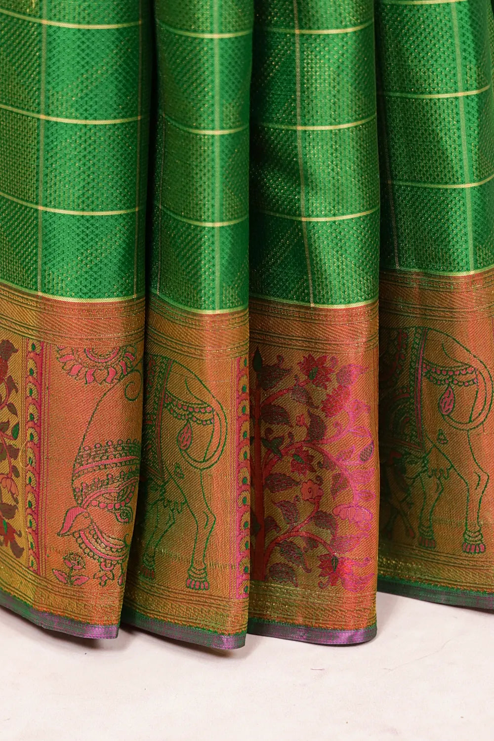 Bottle Green Kancheepuram Silk Saree - Seematti