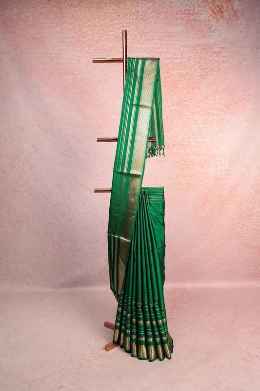 Bottle Green Kancheepuram Soft Silk Saree