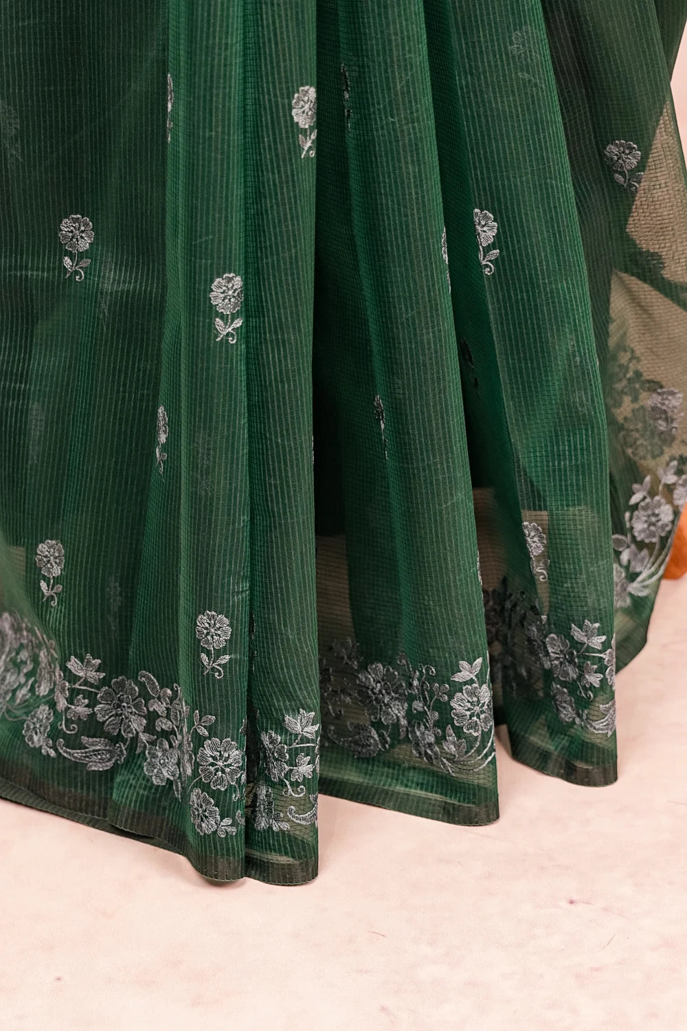 Bottle Green Net Kota Saree