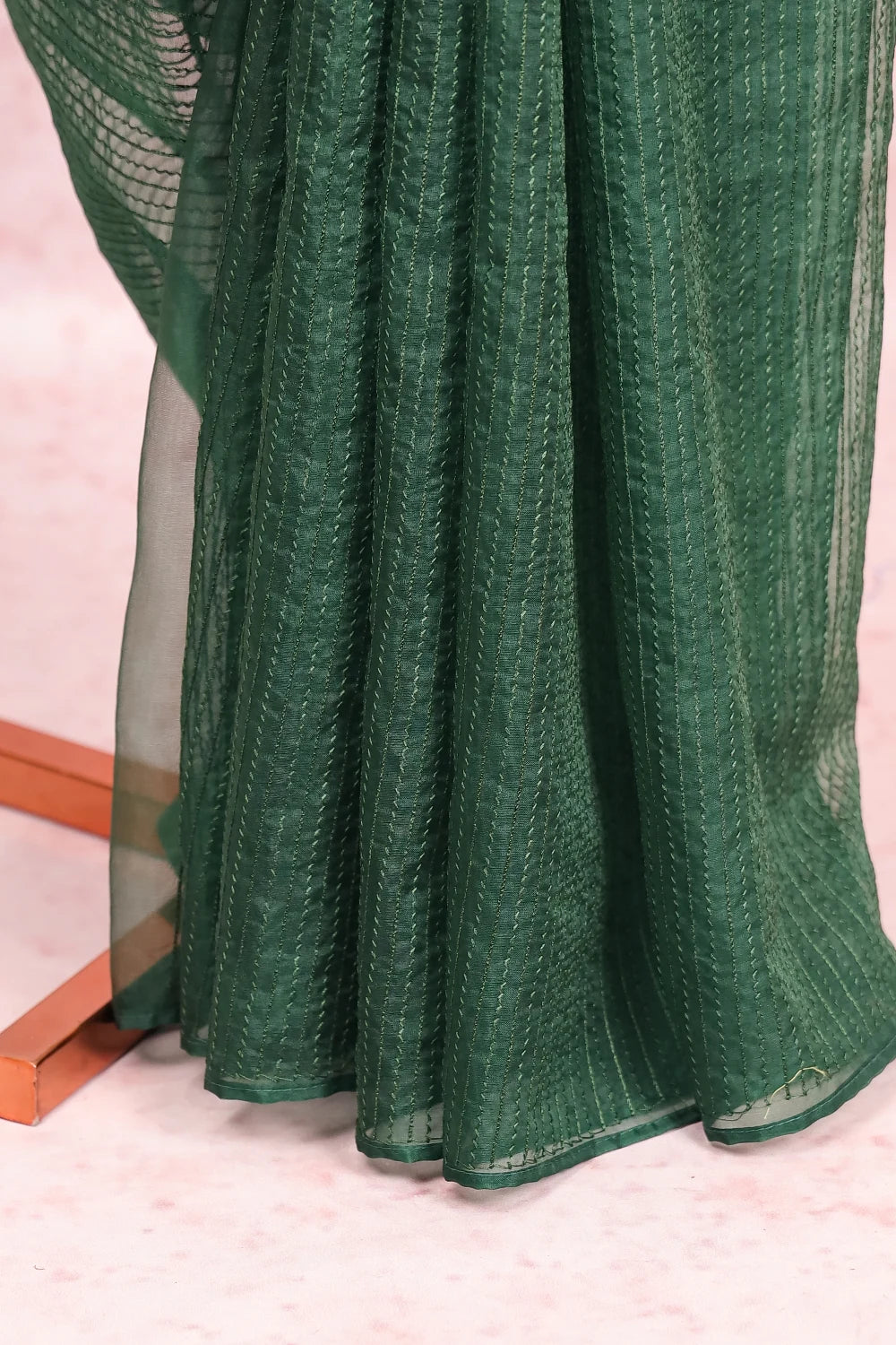 Bottle Green Organza Saree